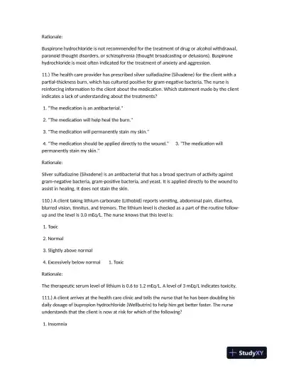 HESI Clinical Analysis Practice Exam With Answers (248 Solved Questions) - Page 7 preview image