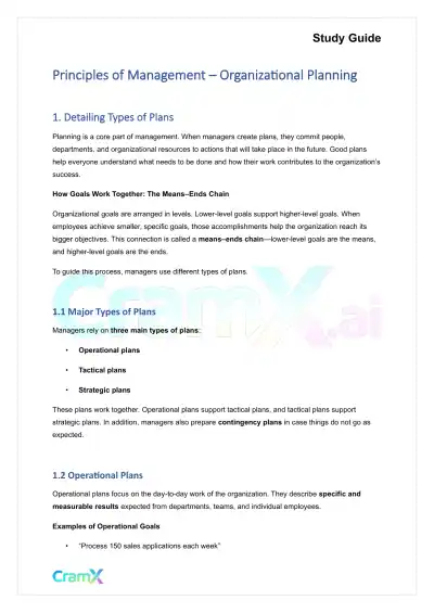 Principles of Management - Organizational Planning - Page 1 preview image