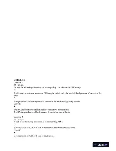 NURS231 Portage Learning Pathophysiology Module Exam 8 With Answers (26 Solved Questions) - Page 1 preview image