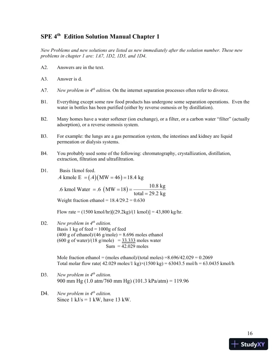 Solution Manual for Separation Process Engineering: Includes Mass Transfer Analysis, 4th Edition, page 16