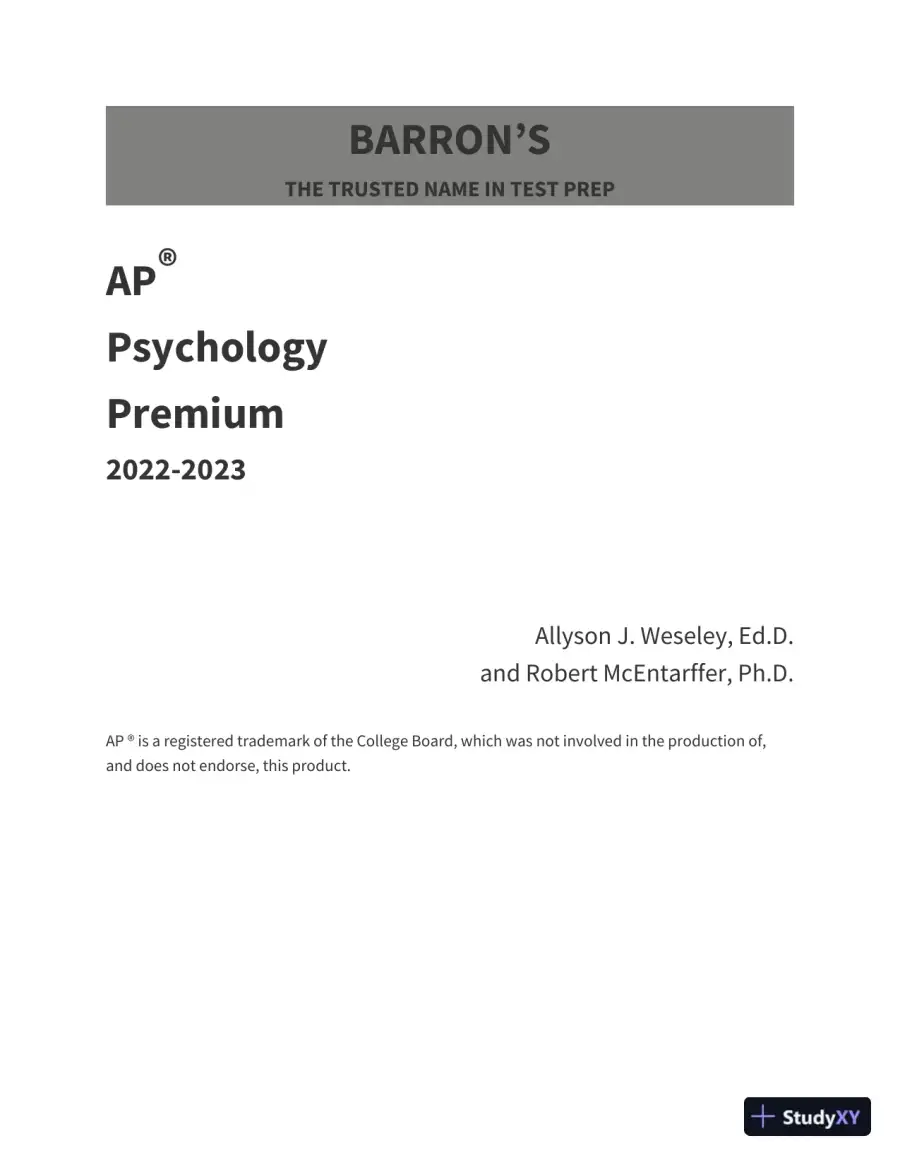 AP Psychology Premium, 2022-2023: 6 Practice Tests + Comprehensive Review (2022), page 3