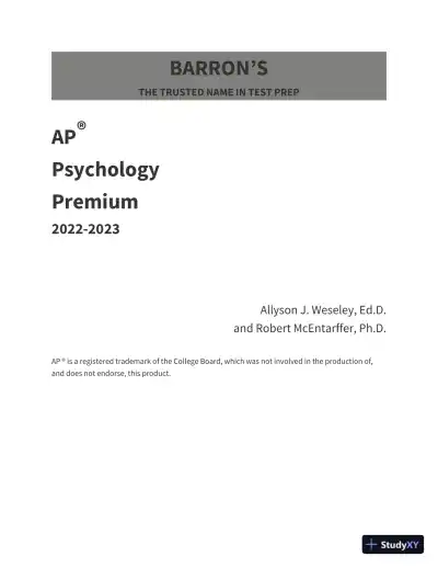 AP Psychology Premium, 2022-2023: 6 Practice Tests + Comprehensive Review (2022) - Page 3 preview image