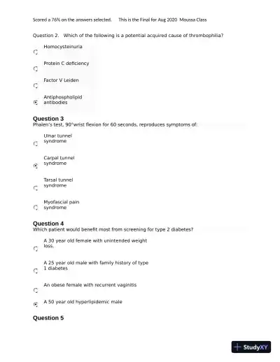 NURS6531 Final Exam with Answers (101 Solved Questions) - Page 1 preview image