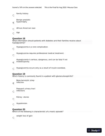 NURS6531 Final Exam with Answers (101 Solved Questions) - Page 7 preview image