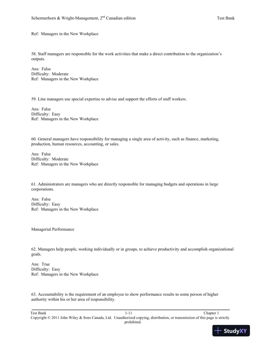 Management, Second Canadian Edition Test Bank, page 12