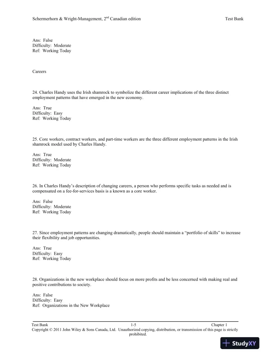 Management, Second Canadian Edition Test Bank, page 6