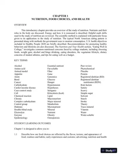 Lecture Notes For Wardlaw's Contemporary Nutrition, 11th Edition - Page 1 preview image