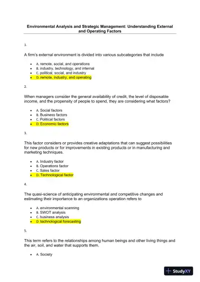 Environmental Analysis and Strategic Management: Understanding External and Operating Factors - Page 1 preview image