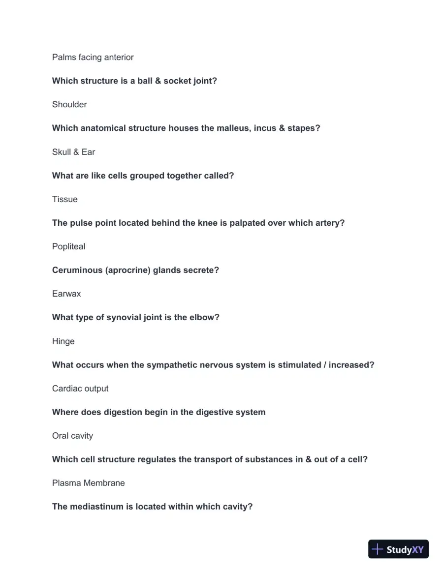2024-2025 HESI A2 Anatomy and Physiology V1/V2 Practice Exam with Answers (134 Solved Questions), page 4