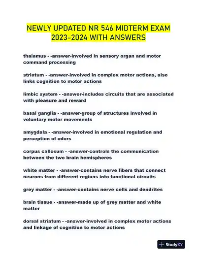 2023-2024 NR546 Pharmacology Midterm Exam With Answers (298 Solved Questions) - Page 1 preview image