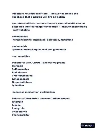 2023-2024 NR546 Pharmacology Midterm Exam With Answers (298 Solved Questions) - Page 11 preview image