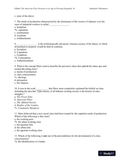 The American Class Structure in an Age of Growing Inequality Ninth Edition Test Bank - Page 3 preview image