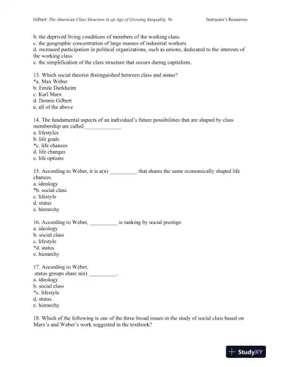 The American Class Structure in an Age of Growing Inequality Ninth Edition Test Bank - Page 4 preview image