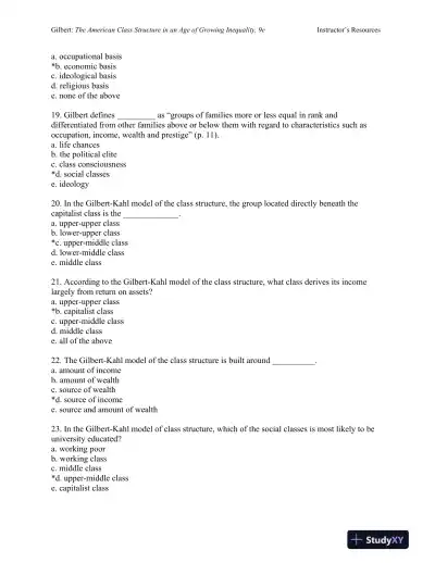 The American Class Structure in an Age of Growing Inequality Ninth Edition Test Bank - Page 5 preview image