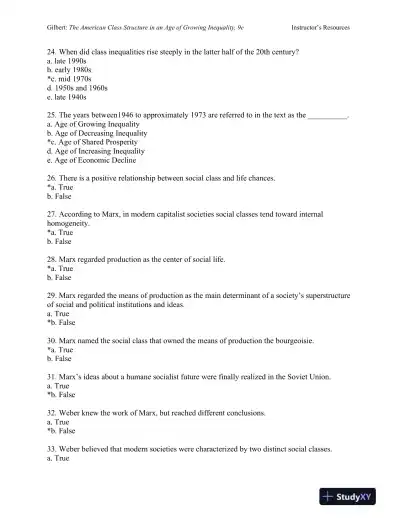 The American Class Structure in an Age of Growing Inequality Ninth Edition Test Bank - Page 6 preview image