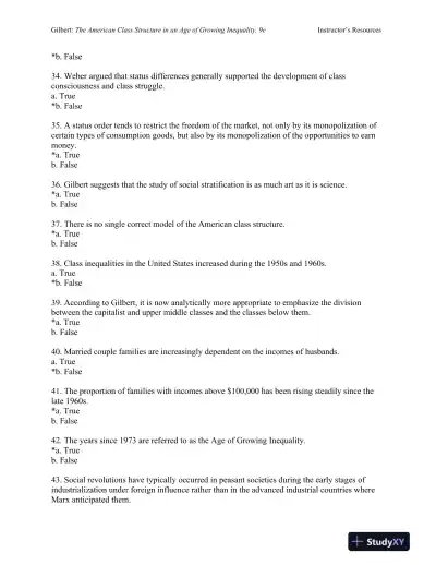 The American Class Structure in an Age of Growing Inequality Ninth Edition Test Bank - Page 7 preview image