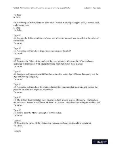 The American Class Structure in an Age of Growing Inequality Ninth Edition Test Bank - Page 8 preview image