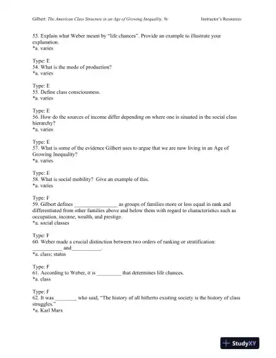 The American Class Structure in an Age of Growing Inequality Ninth Edition Test Bank - Page 9 preview image