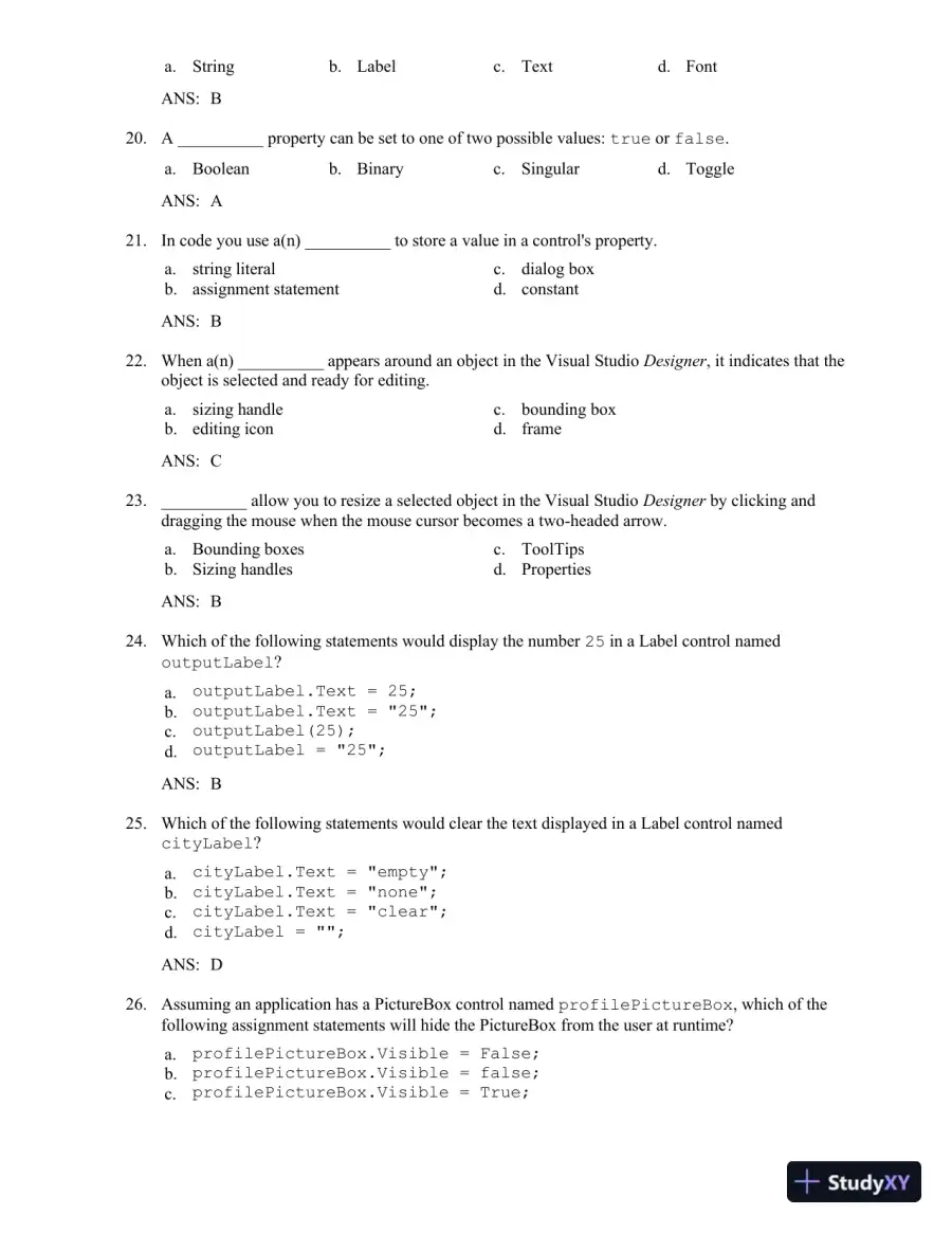 Test Bank for Starting Out With Visual C#, 5th Edition, page 13