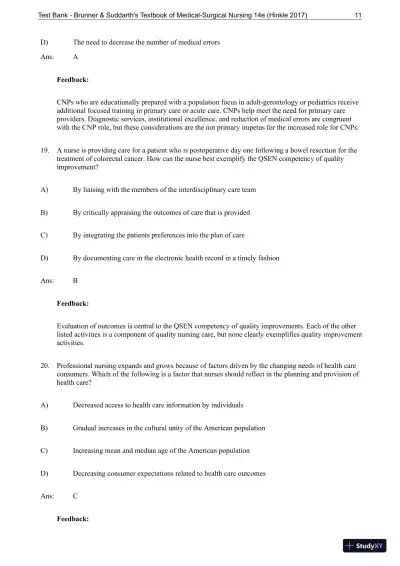 Test Bank for Brunner and Suddarths Textbook of Medical-Surgical Nursing, 14th Edition - Page 12 preview image
