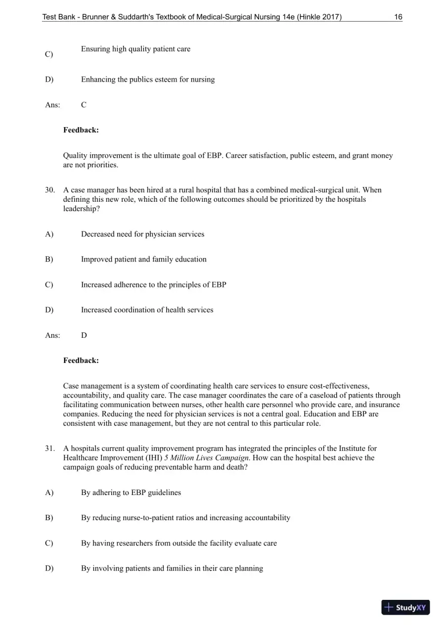 Test Bank for Brunner and Suddarths Textbook of Medical-Surgical Nursing, 14th Edition, page 17