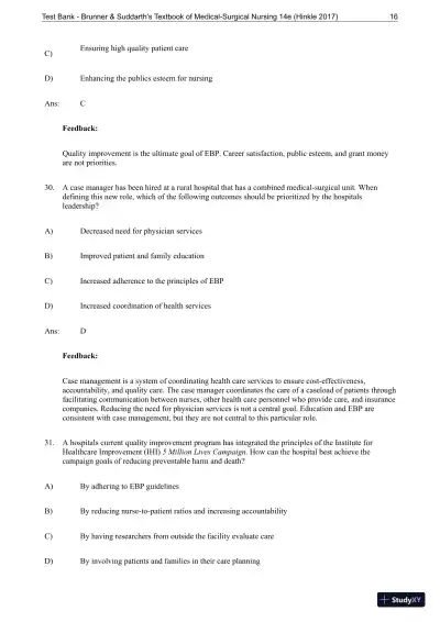 Test Bank for Brunner and Suddarths Textbook of Medical-Surgical Nursing, 14th Edition - Page 17 preview image