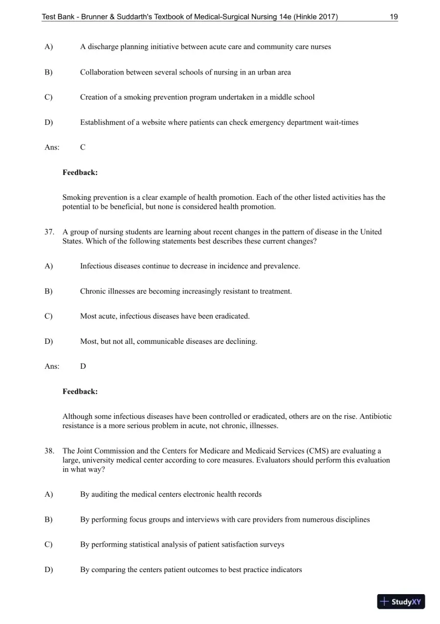 Test Bank for Brunner and Suddarths Textbook of Medical-Surgical Nursing, 14th Edition, page 20