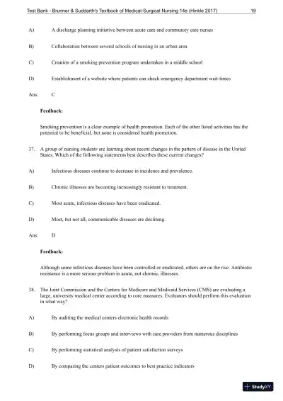Test Bank for Brunner and Suddarths Textbook of Medical-Surgical Nursing, 14th Edition - Page 20 preview image