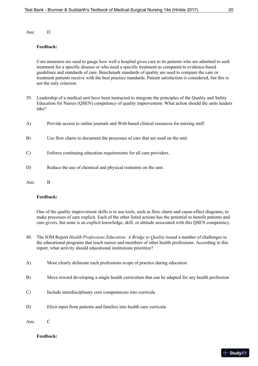 Test Bank for Brunner and Suddarths Textbook of Medical-Surgical Nursing, 14th Edition, page 21