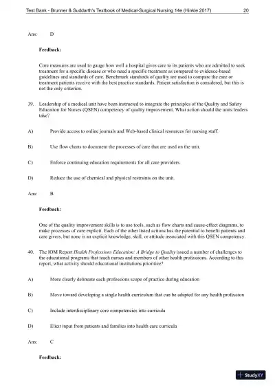 Test Bank for Brunner and Suddarths Textbook of Medical-Surgical Nursing, 14th Edition - Page 21 preview image