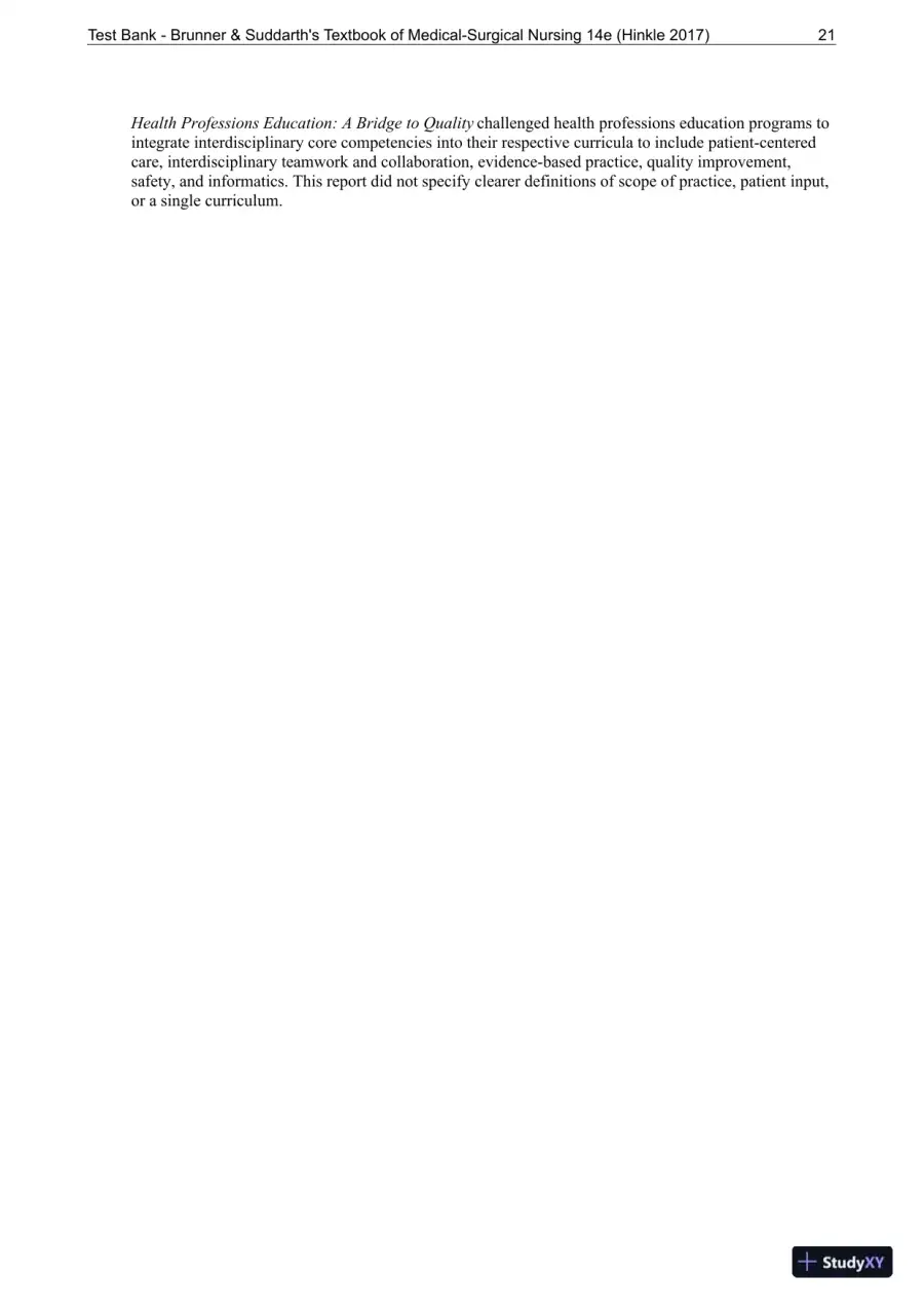Test Bank for Brunner and Suddarths Textbook of Medical-Surgical Nursing, 14th Edition, page 22