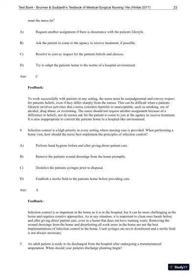 Test Bank for Brunner and Suddarths Textbook of Medical-Surgical Nursing, 14th Edition - Page 24 preview image