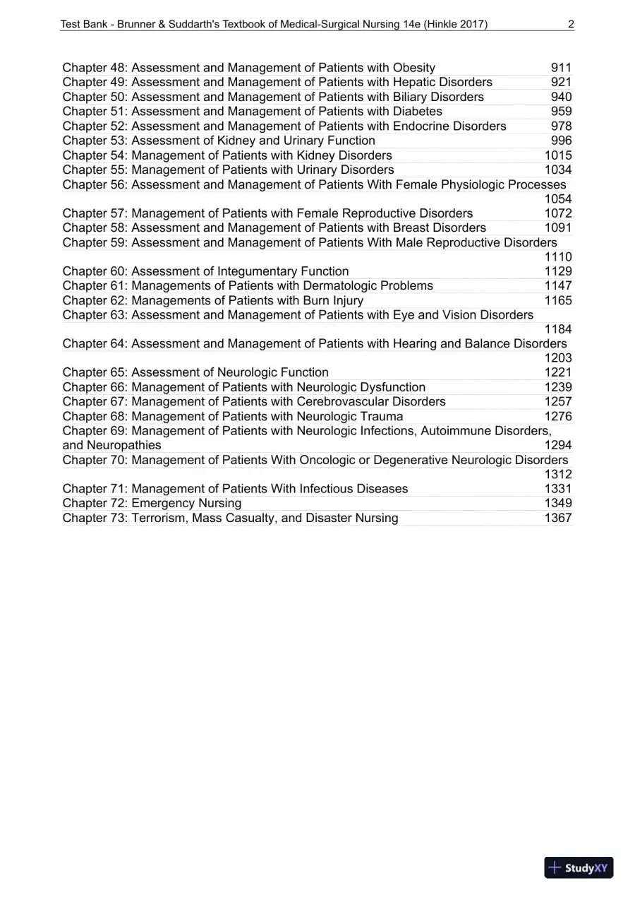 Test Bank for Brunner and Suddarths Textbook of Medical-Surgical Nursing, 14th Edition, page 3