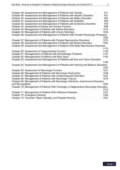 Test Bank for Brunner and Suddarths Textbook of Medical-Surgical Nursing, 14th Edition - Page 3 preview image