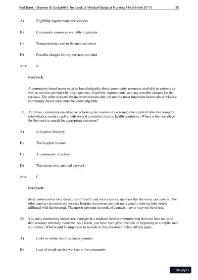 Test Bank for Brunner and Suddarths Textbook of Medical-Surgical Nursing, 14th Edition - Page 31 preview image