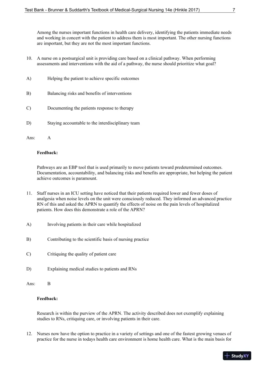 Test Bank for Brunner and Suddarths Textbook of Medical-Surgical Nursing, 14th Edition, page 8
