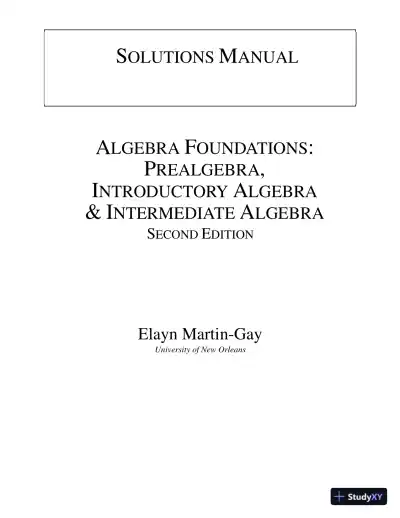 Solution Manual for Algebra Foundations: Prealgebra, Introductory Algebra and Intermediate Algebra, 2nd Edition - Page 1 preview image