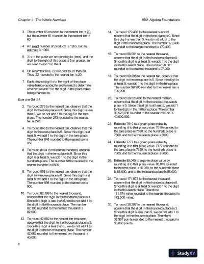 Solution Manual for Algebra Foundations: Prealgebra, Introductory Algebra and Intermediate Algebra, 2nd Edition - Page 11 preview image