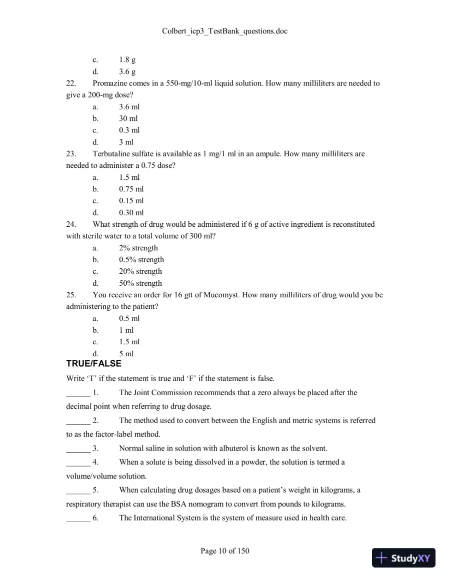Test Bank For Integrated Cardiopulmonary Pharmacology, 3rd Edition, 3rd Edition, page 11