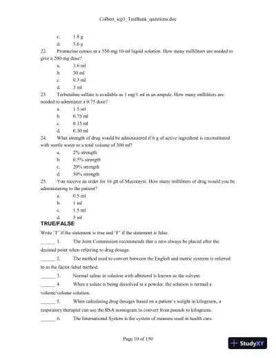 Test Bank For Integrated Cardiopulmonary Pharmacology, 3rd Edition, 3rd Edition - Page 11 preview image