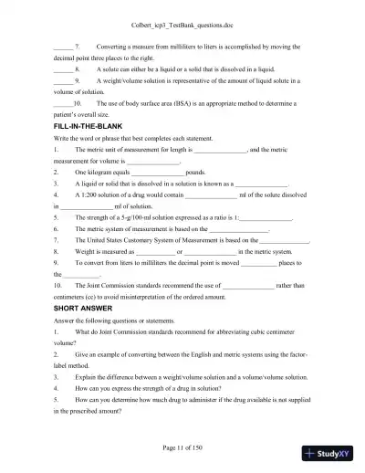 Test Bank For Integrated Cardiopulmonary Pharmacology, 3rd Edition, 3rd Edition - Page 12 preview image