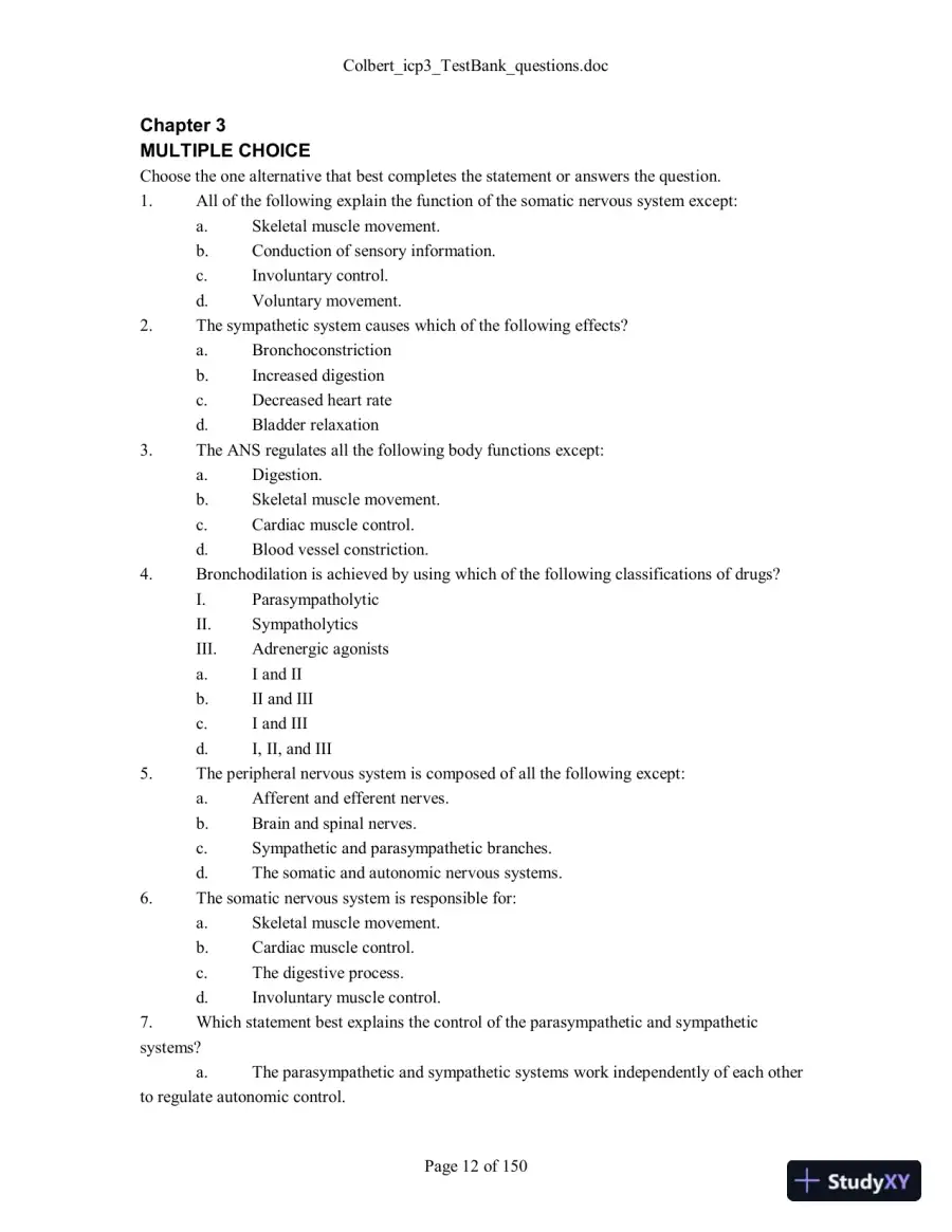 Test Bank For Integrated Cardiopulmonary Pharmacology, 3rd Edition, 3rd Edition, page 13