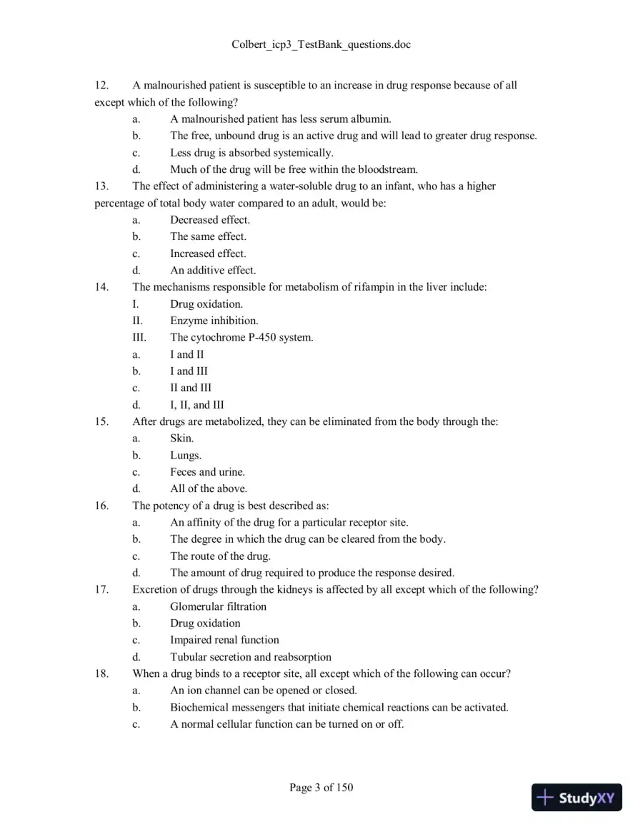Test Bank For Integrated Cardiopulmonary Pharmacology, 3rd Edition, 3rd Edition, page 4