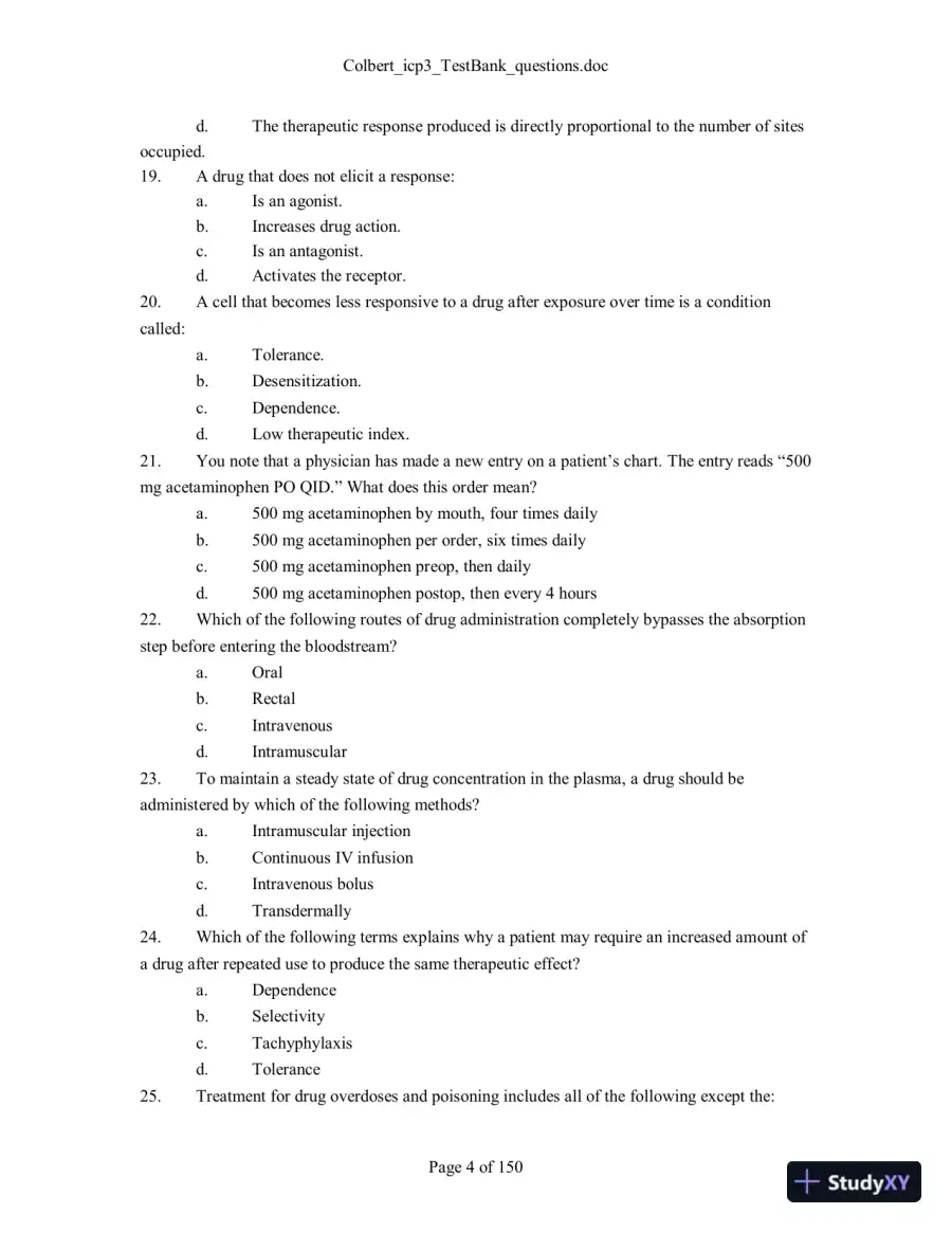 Test Bank For Integrated Cardiopulmonary Pharmacology, 3rd Edition, 3rd Edition, page 5