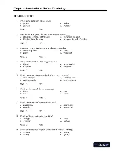 Medical Terminology for Health Professions 6th Edition Test Bank - Page 10 preview image