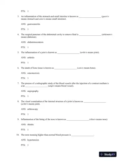 Medical Terminology for Health Professions 6th Edition Test Bank - Page 13 preview image