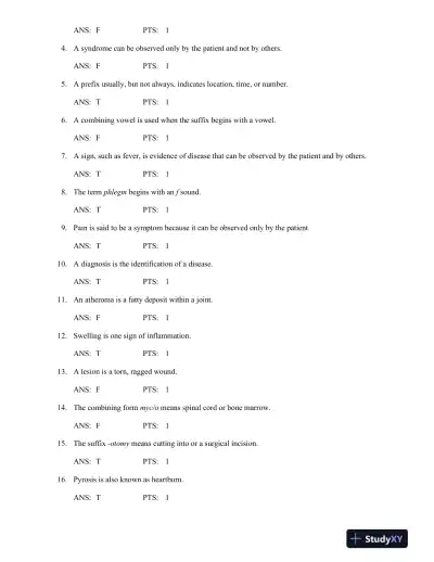 Medical Terminology for Health Professions 6th Edition Test Bank - Page 16 preview image