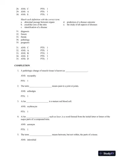 Medical Terminology for Health Professions 6th Edition Test Bank - Page 4 preview image