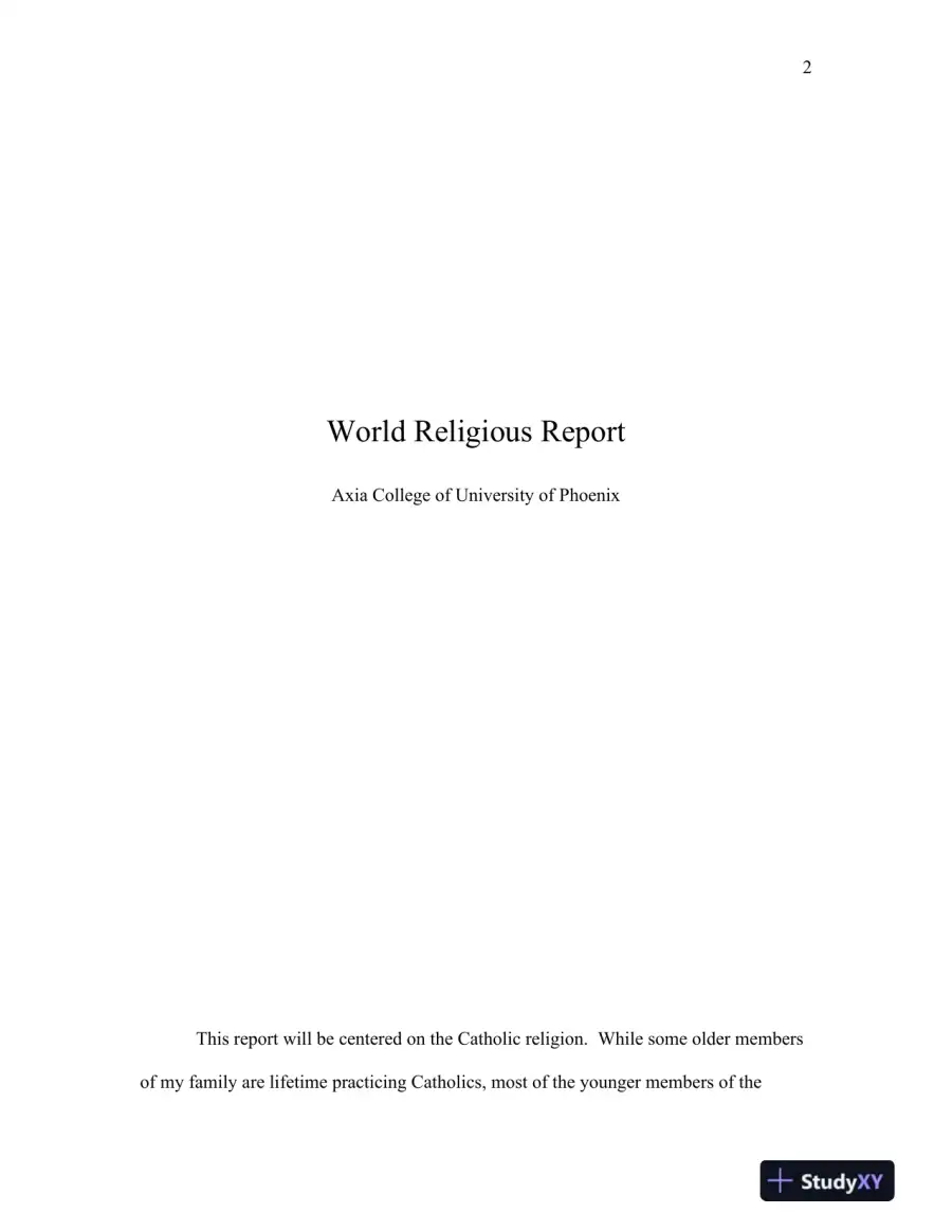 World Religious Report - Axia College of University of Phoenix, page 3