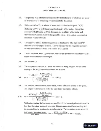 Solution Manual For Quantitative Chemical Analysis Eighth Edition - Page 16 preview image
